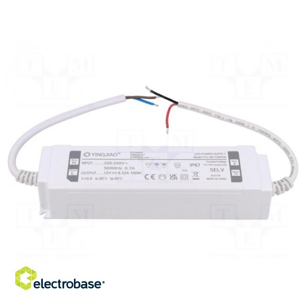 Power supply: switched-mode | LED | 100W | 12VDC | 8.33A | 220÷240VAC