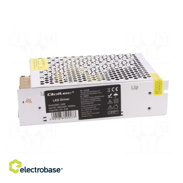 Power supply: switched-mode | LED | 100W | 12VDC | 10.8÷13.2VDC | 8.3A image 3