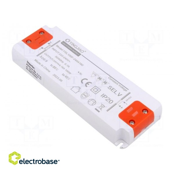 Power supply: switched-mode | LED | 100W | 24VDC | 4.16A | 220÷240VAC