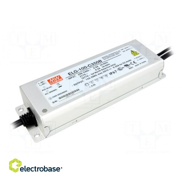 Power supply: switched-mode | LED | 100.1W | 143÷286VDC | 350mA | IP67