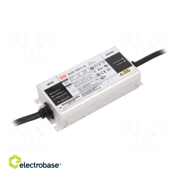 Power supply: switched-mode | LED | 100W | 71÷142VDC | 0.35÷1.05A