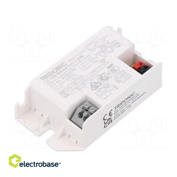 Power supply: switched-mode | LED | 10W | 14÷20VDC | 500mA | 198÷264VAC фото 1