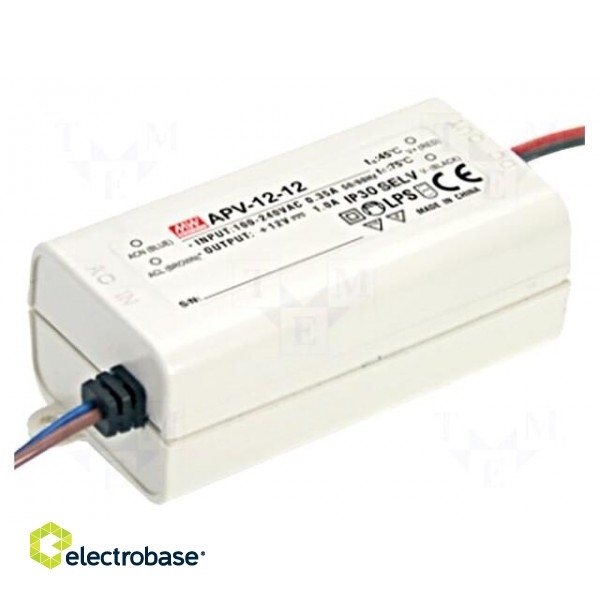 Power supply: switched-mode | LED | 12W | 24VDC | 0.5A | 90÷264VAC | IP42