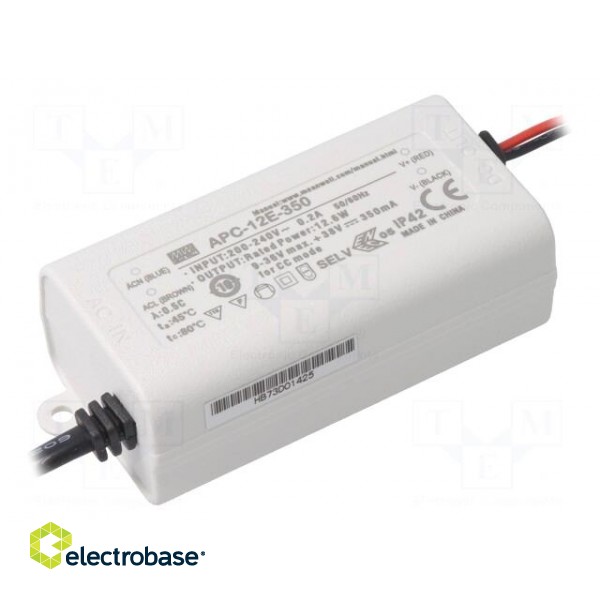 Power supply: switched-mode | LED | 12.6W | 9÷36VDC | 350mA | IP42 | 81%
