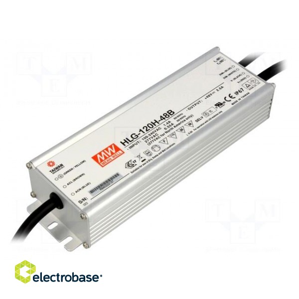 Power supply: switched-mode | LED | 120W | 48VDC | 2.5A | 90÷305VAC