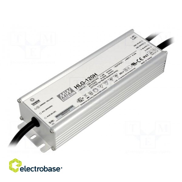 Power supply: switched-mode | LED | 121W | 36VDC | 3.4A | 90÷305VAC