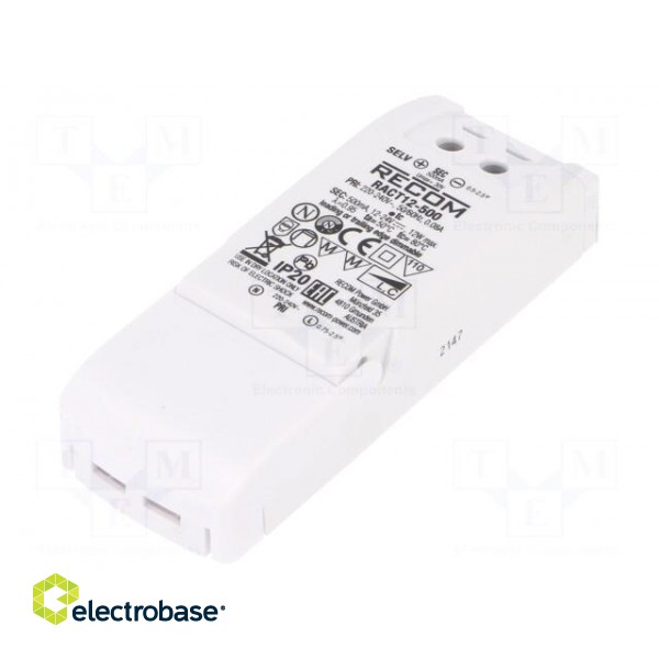 Power supply: switched-mode | LED | 12W | 12÷24VDC | 500mA | 198÷264VAC