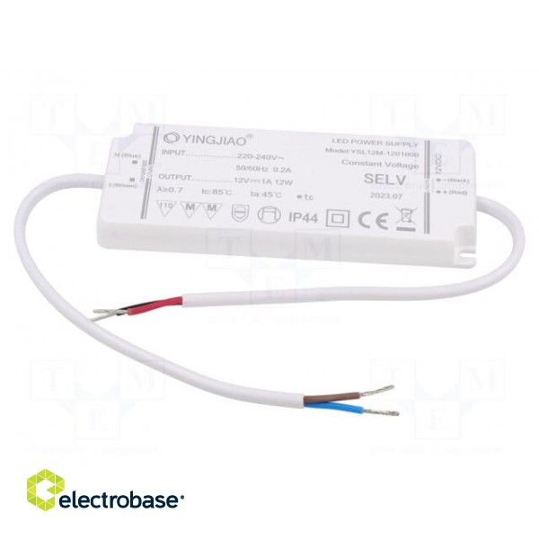 Power supply: switched-mode | LED | 12W | 12VDC | 1A | 220÷240VAC | IP44