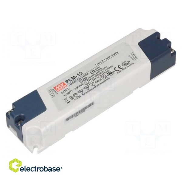 Power supply: switched-mode | LED | 12W | 15÷24VDC | 500mA | 110÷295VAC