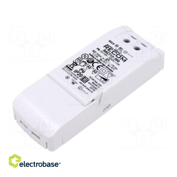 Power supply: switched-mode | LED | 12W | 18÷35VDC | 350mA | 198÷264VAC
