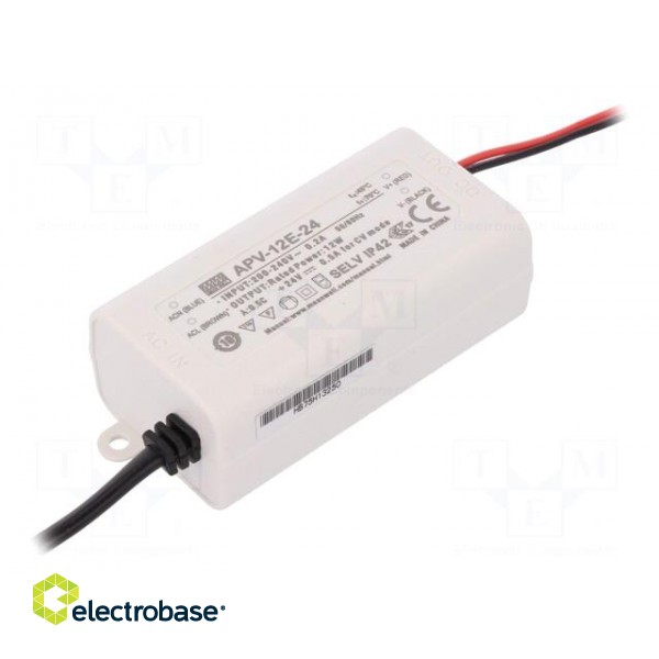 Power supply: switched-mode | LED | 12W | 24VDC | 0.5A | 180÷264VAC