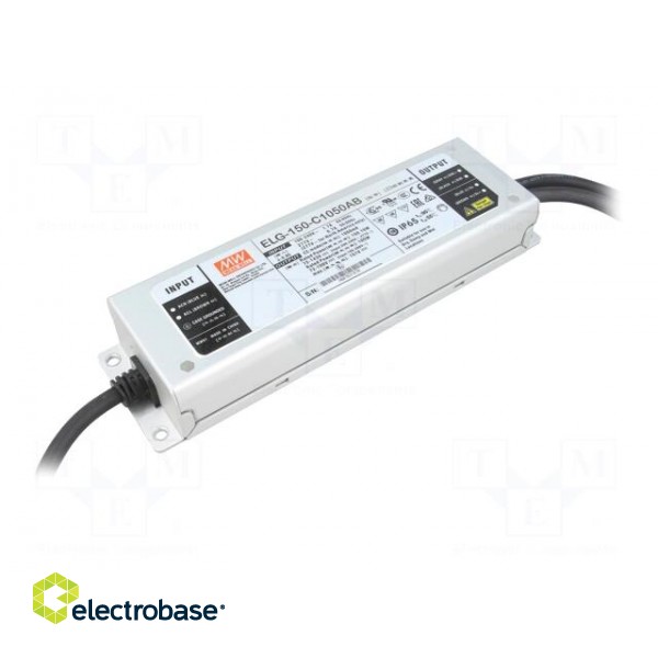 Power supply: switched-mode | LED | 150.15W | 72÷143VDC | 525÷1050mA