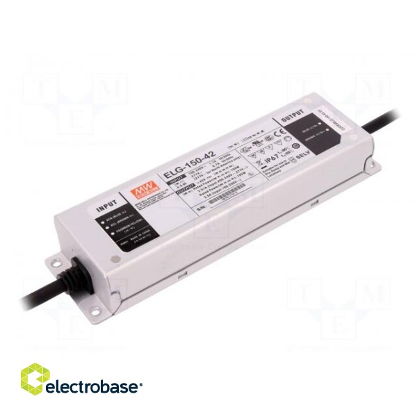 Power supply: switched-mode | LED | 150W | 42VDC | 3.57A | 100÷305VAC