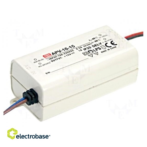 Power supply: switched-mode | LED | 15W | 12VDC | 1.25A | 90÷264VAC