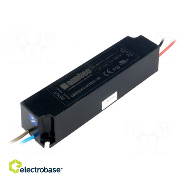 Power supply: switched-mode | LED | 15W | 36÷50VDC | 0.3A | 90÷264VAC