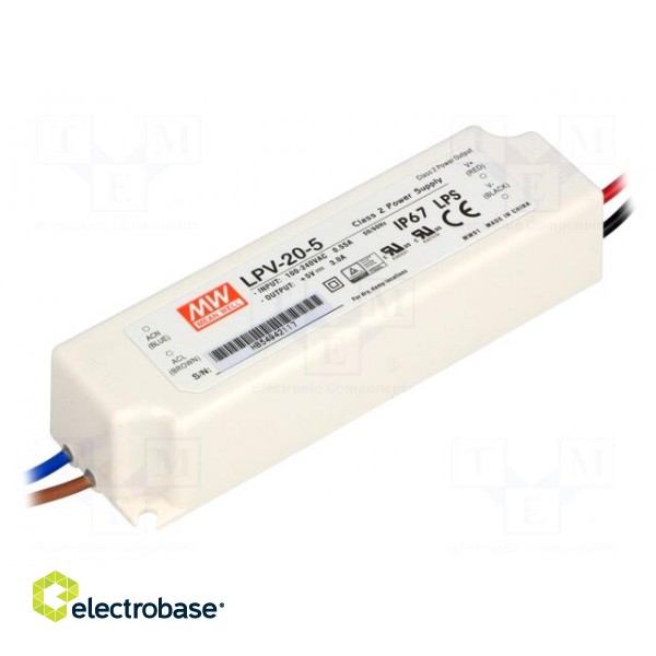 Power supply: switched-mode | LED | 15W | 5VDC | 3A | 90÷264VAC | IP67