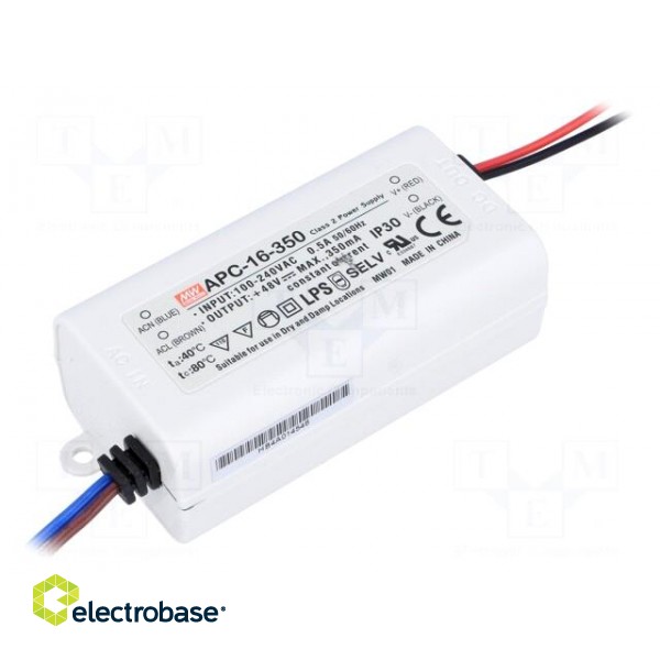 Power supply: switched-mode | LED | 16.8W | 12÷48VDC | 350mA | IP42