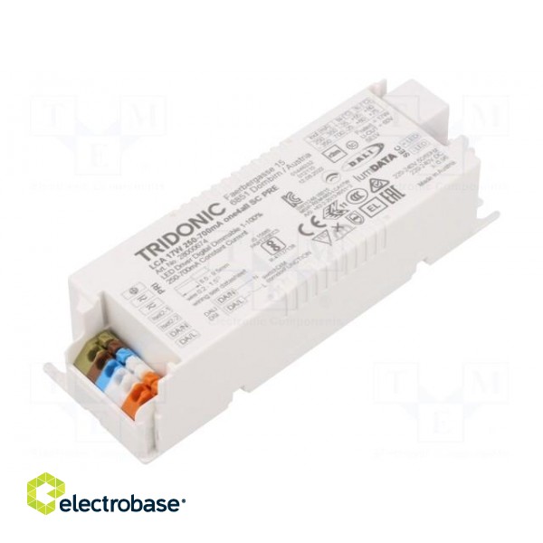 Power supply: switched-mode | LED | 17W | 15÷50VDC | 250÷700mA | IP20 image 1