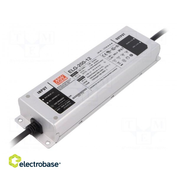 Power supply: switched-mode | LED | 192W | 12VDC | 16A | 100÷305VAC