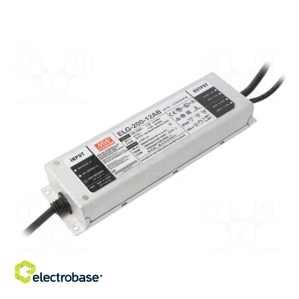 Power supply: switched-mode | LED | 192W | 12VDC | 8÷16A | 100÷305VAC