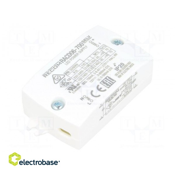 Power supply: switched-mode | LED | 20W | 2÷40VDC | 500mA | 198÷264VAC