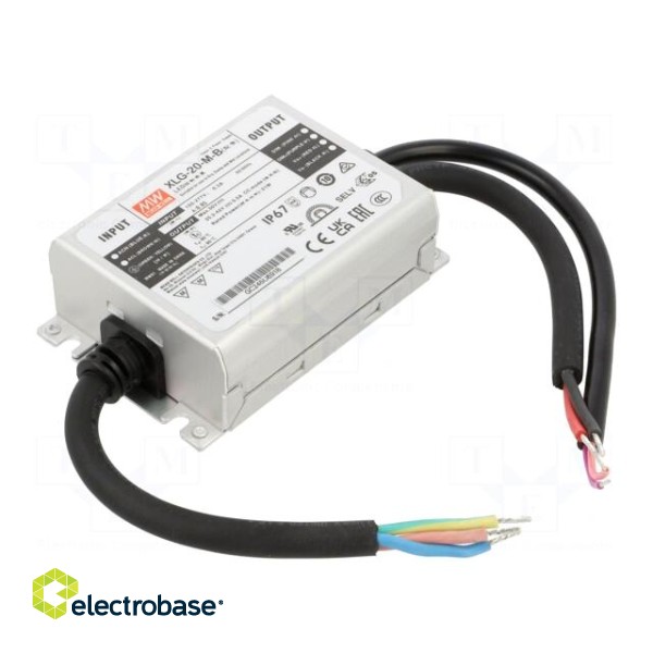 Power supply: switched-mode | LED | 20W | 25.2÷42VDC | 500mA | IP67
