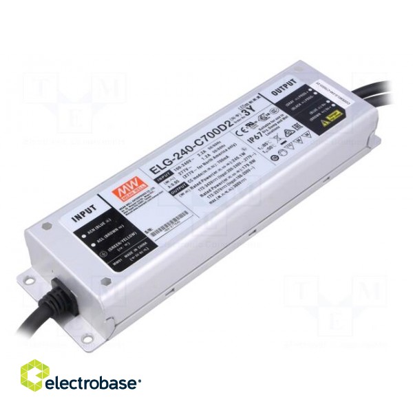 Power supply: switched-mode | LED | 240.1W | 172÷343VDC | 700mA | IP67