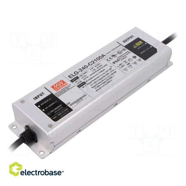 Power supply: switched-mode | LED | 240W | 57÷115VDC | 1050÷2100mA