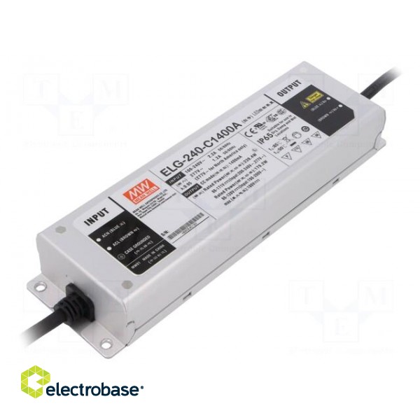 Power supply: switched-mode | LED | 240W | 86÷171VDC | 700÷1400mA