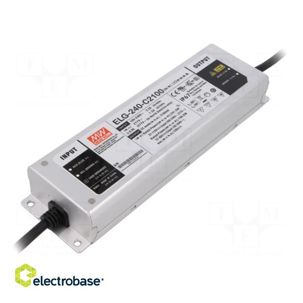 Power supply: switched-mode | LED | 241.5W | 57÷115VDC | 2100mA | IP67