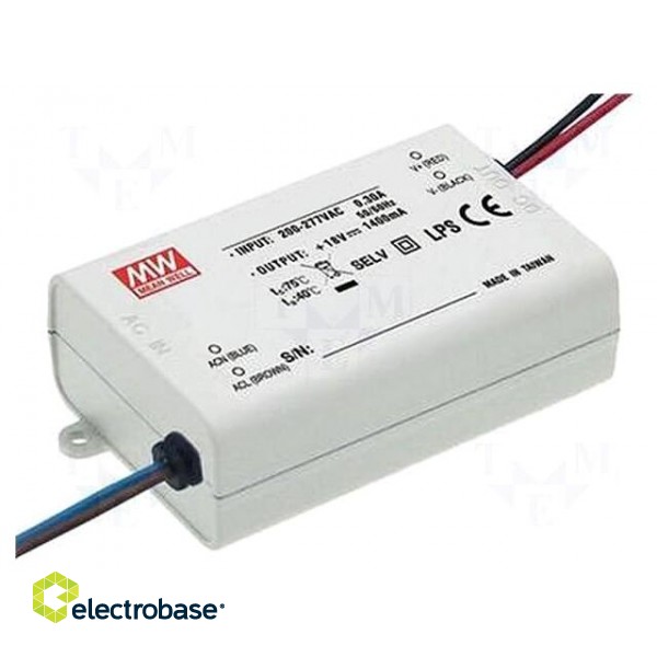 Power supply: switched-mode | LED | 20.3W | 40÷58VDC | 350mA | IP42