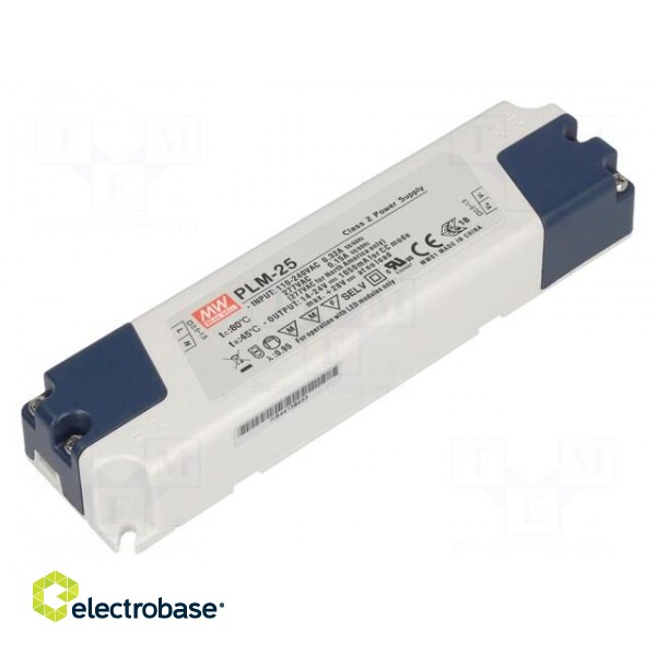 Power supply: switched-mode | LED | 25.2W | 21÷36VDC | 700mA | IP30