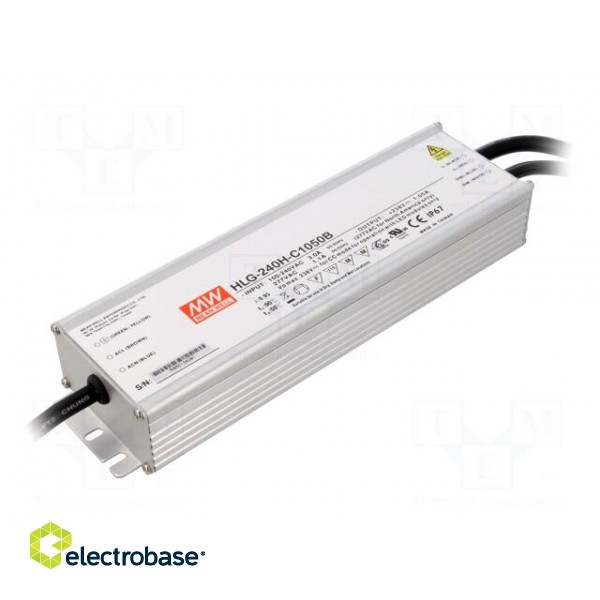 Power supply: switched-mode | LED | 250W | 119÷238VDC | 1050mA | IP67