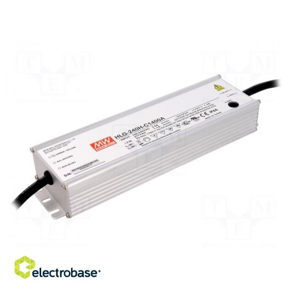 Power supply: switched-mode | LED | 250W | 89÷179VDC | 700÷1400mA