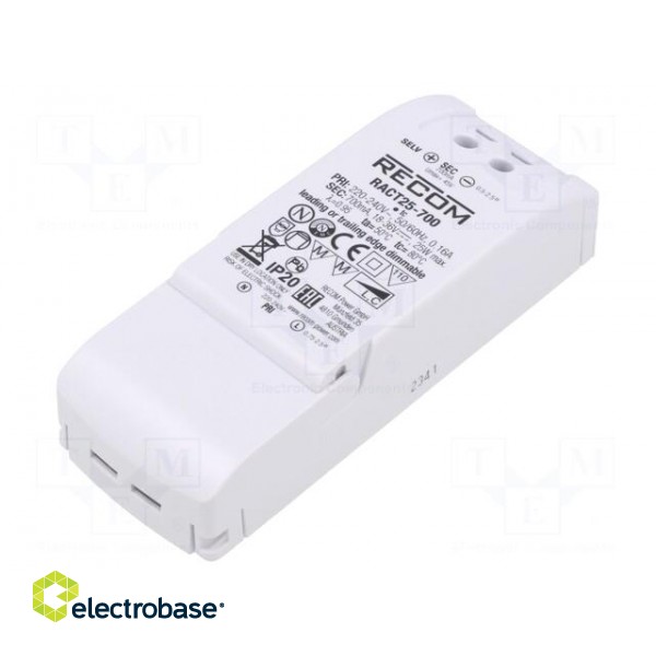 Power supply: switched-mode | LED | 25W | 18÷36VDC | 700mA | 198÷264VAC