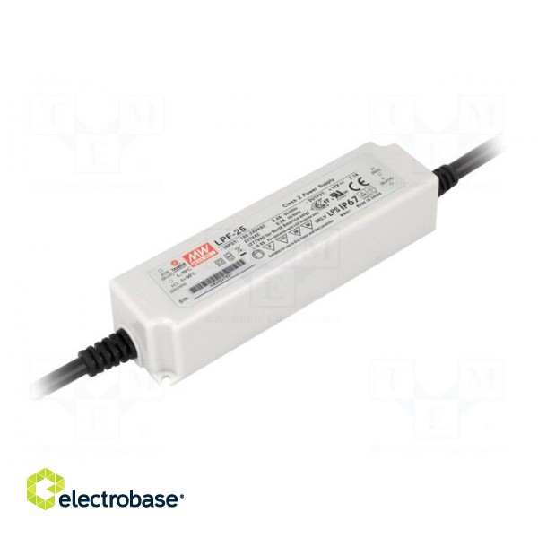 Power supply: switched-mode | LED | 25W | 20VDC | 1.25A | 90÷305VAC