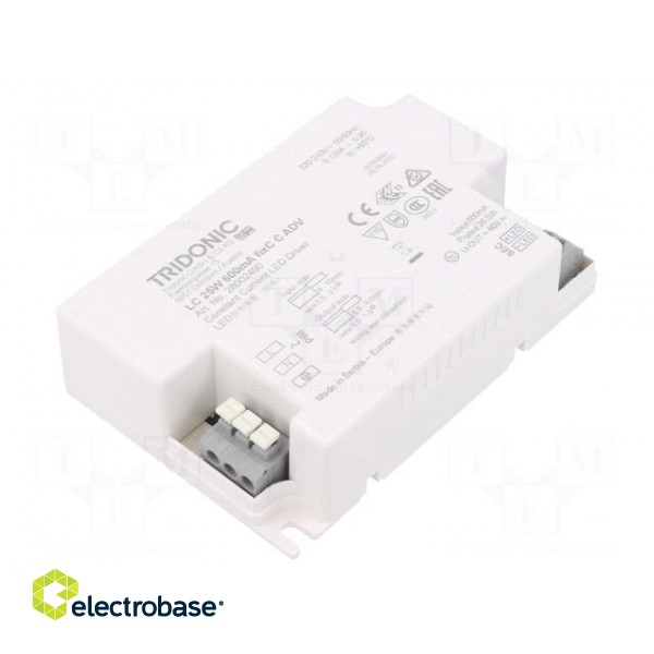 Power supply: switched-mode | LED | 25W | 21.4÷44VDC | 600mA | IP20 image 1