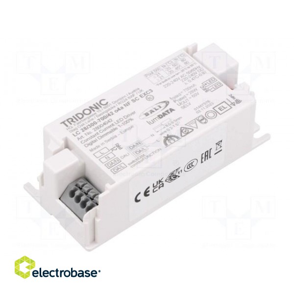 Power supply: switched-mode | LED | 28W | 7.5÷42VDC | 300÷700mA | IP20 image 1