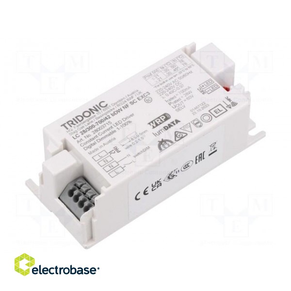 Power supply: switched-mode | LED | 28W | 7.5÷42VDC | 300÷700mA | IP20 image 2
