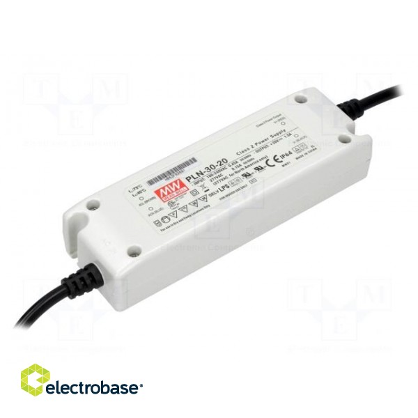 Power supply: switched-mode | LED | 30W | 20VDC | 1.5A | 90÷264VAC | IP64