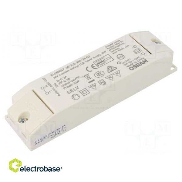 Power supply: switched-mode | LED | 30W | 24VDC | 1.25A | 198÷264VAC
