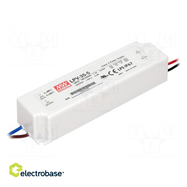 Power supply: switched-mode | LED | 30W | 5VDC | 5A | 90÷264VAC | IP67