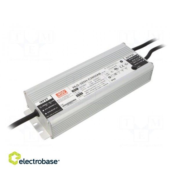 Power supply: switched-mode | LED | 319.2W | 57÷114VDC | 1400÷2800mA