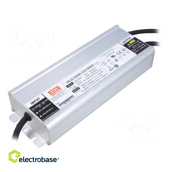 Power supply: switched-mode | LED | 319.2W | 57÷114VDC | 2.1A | IP67