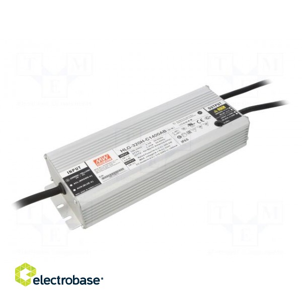 Power supply: switched-mode | LED | 320.6W | 114÷229VDC | 700÷1400mA