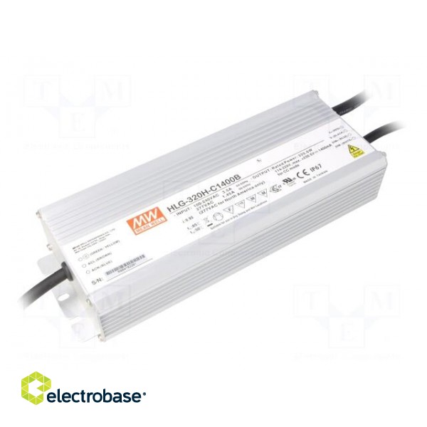 Power supply: switched-mode | LED | 320W | 114÷229VDC | 1400mA | IP67