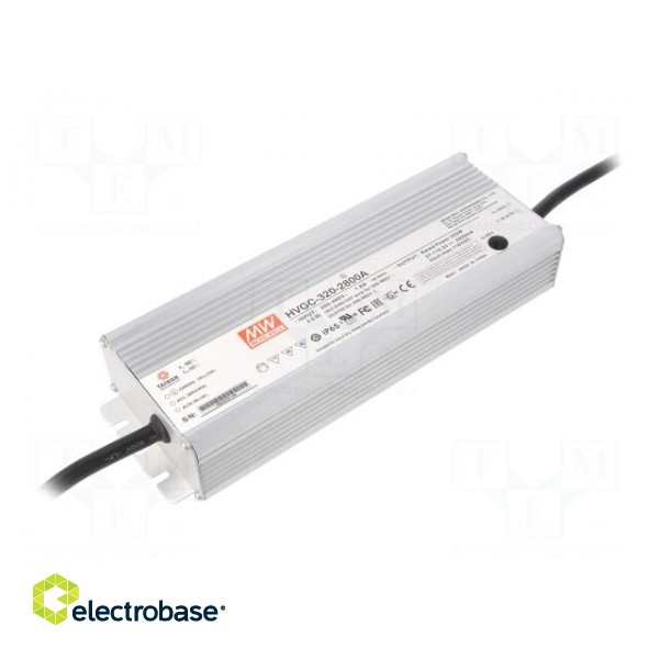 Power supply: switched-mode | LED | 320W | 57÷114.3VDC | 1400÷2800mA