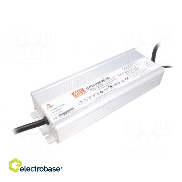 Power supply: switched-mode | LED | 320W | 57÷114.3VDC | 2800mA | IP67