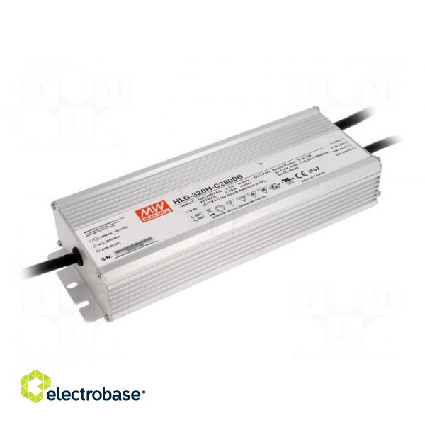 Power supply: switched-mode | LED | 320W | 57÷114VDC | 2800mA | IP67