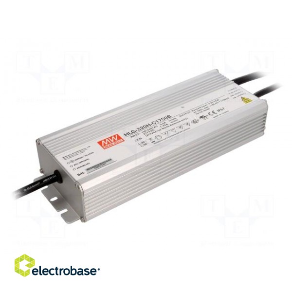 Power supply: switched-mode | LED | 320W | 91÷183VDC | 1750mA | IP67